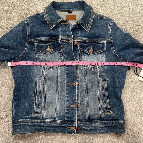 Judy Blue Katie Fringe Denim Jean Jacket Women’s Sz S NWT - Picture 9 of 10